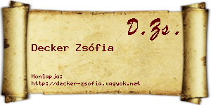 Decker Zsófia névjegykártya